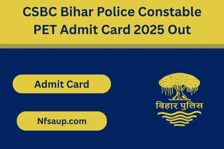 CSBC Bihar Police Constable PET Admit Card 2025 Out