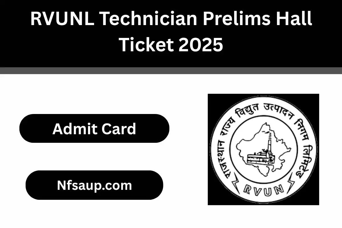 RVUNL Technician Prelims Hall Ticket 2025